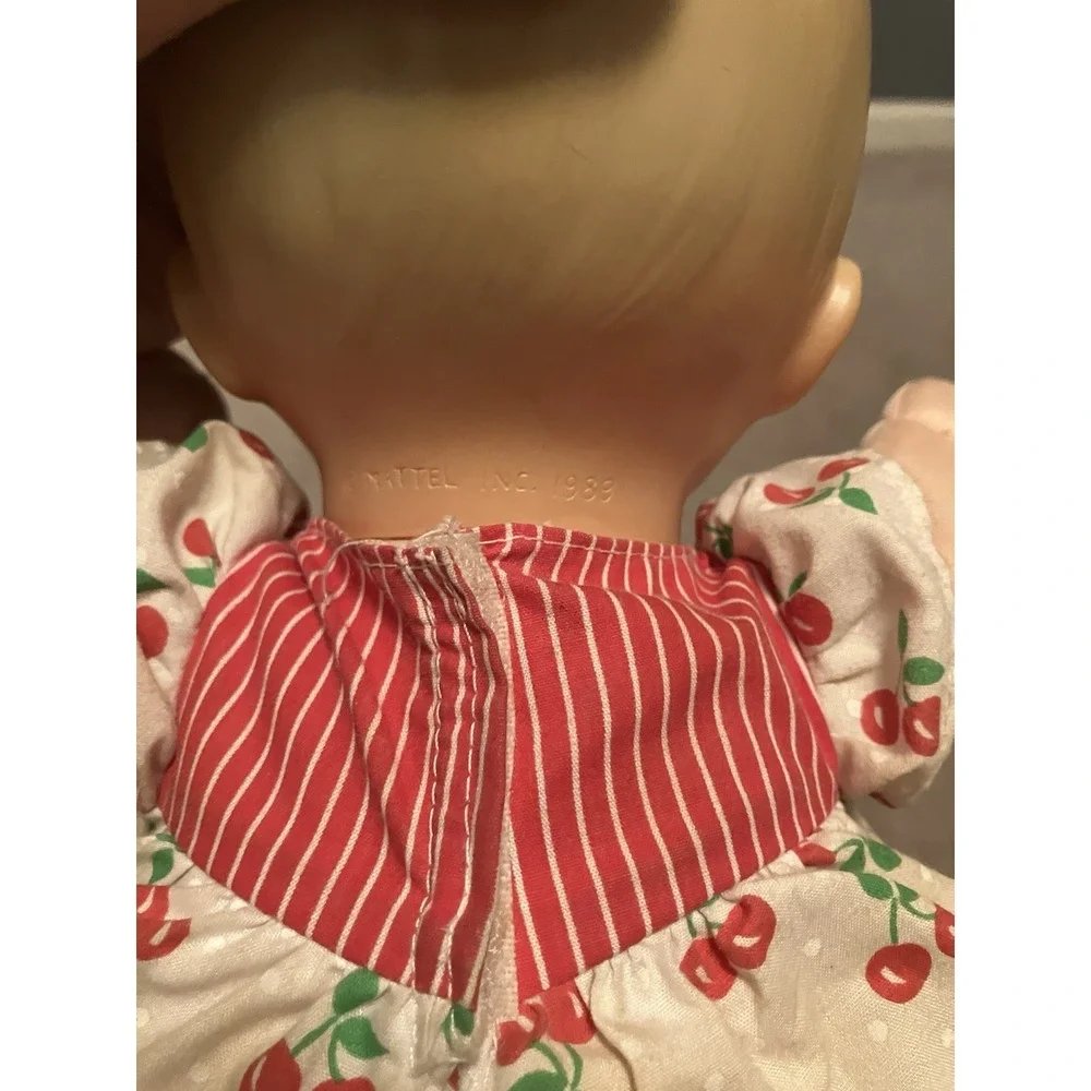 Magic Nursery Baby Doll 1989 Mattel  Original Cherry Summer Dress Blue Eyes VTG